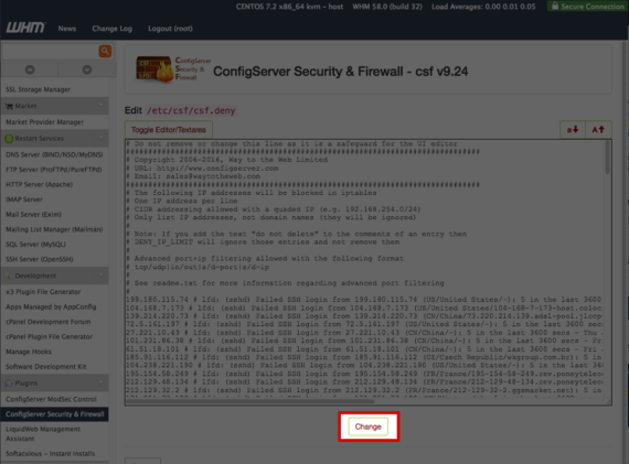 change button highlighted