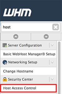 Host Access link in menu