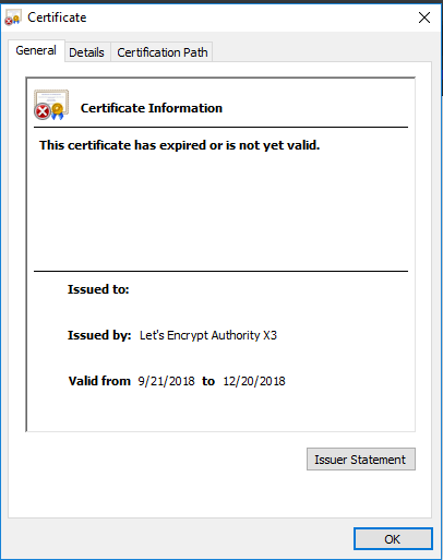 expired ssl warning