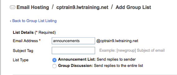 email address entered