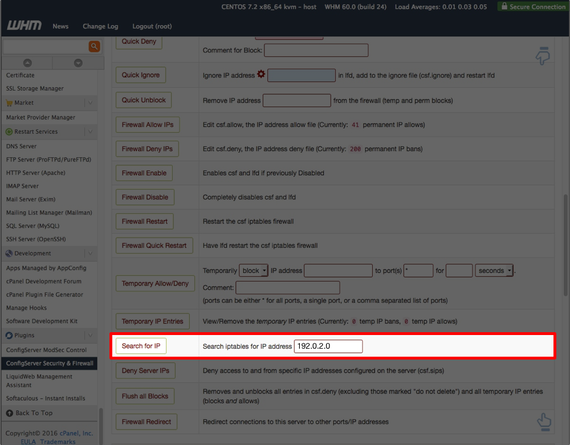 ip address entered to search