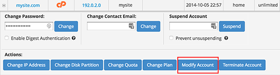 modify account button