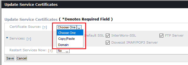 ssl source dropdown menu