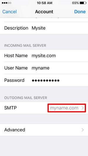 SMTP settings