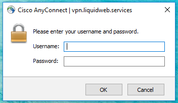 anyconnect user credentials screenshot