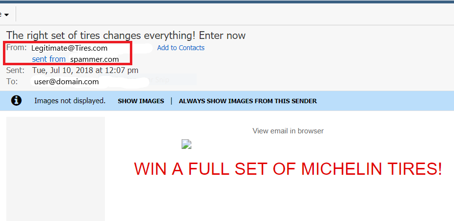 discrepancy in sender information