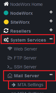 mail server links highlighted