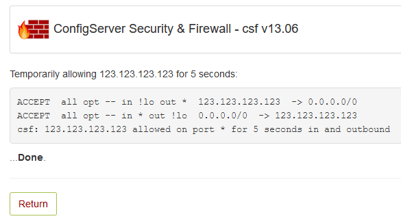 temporary allow confirmation screen