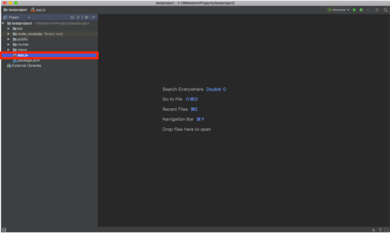 app.js selected and highlighted
