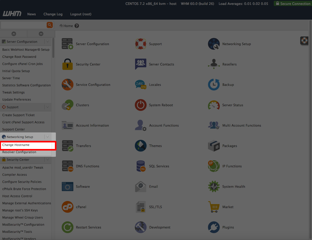 change host name button highlighted