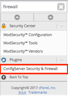 firewall search configserver security and firewall highlighted