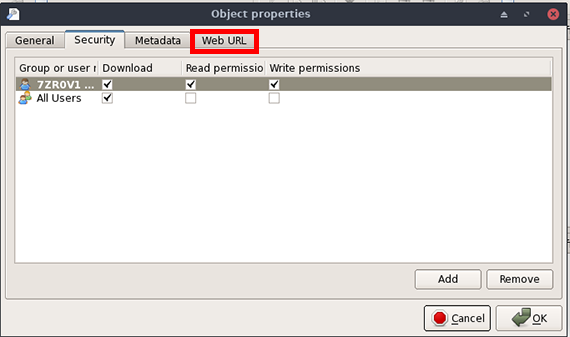 web url tab highlighted