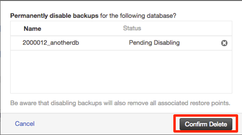 confirm delete button highlighted
