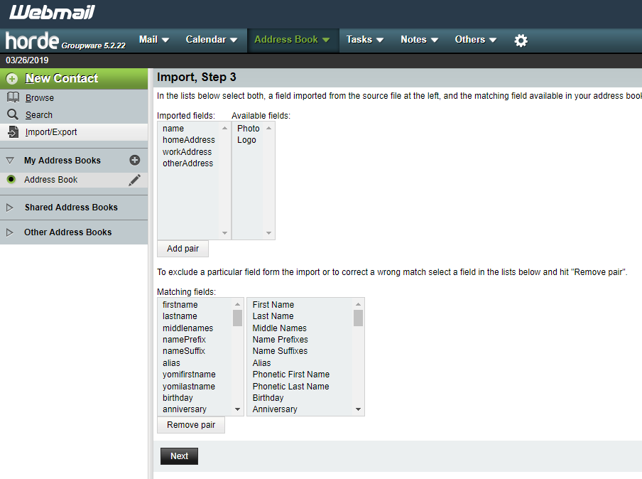 field matching screen