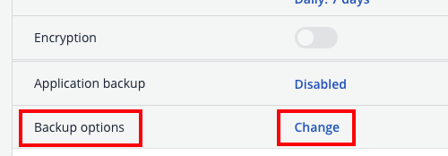 backup options change button highlighted