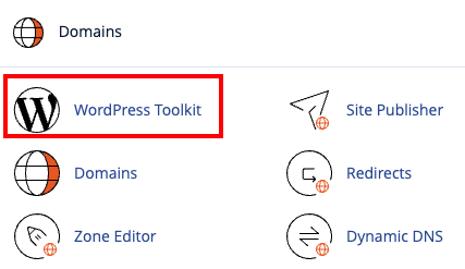 wordpress toolkit link highlighted