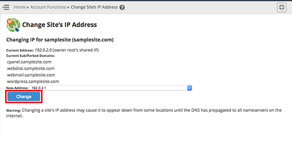 change button highlighted