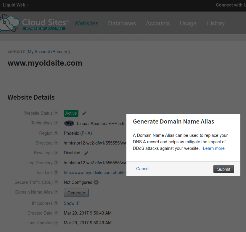 generate domin name alias confirmation