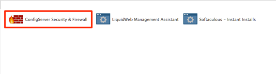 configserver security and firewall link highlighted