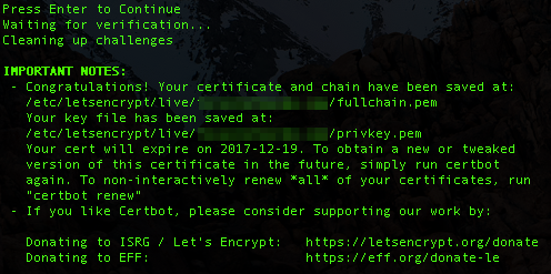certificate installed successfully