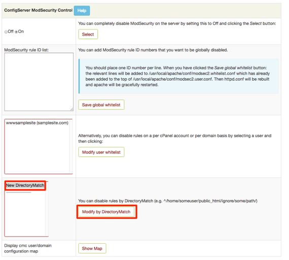new directory match highlighted and modify button highlighted