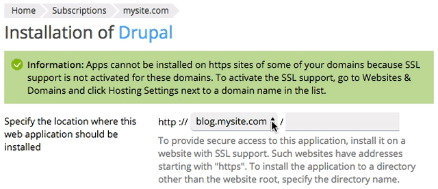 choosing a subdirectory