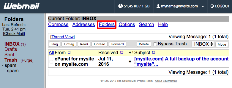 SquirrelMail folders