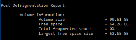 post defragmentation report