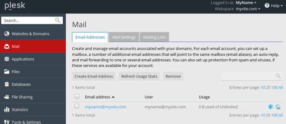 mail button highlighted