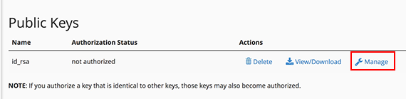 Manage link in public key