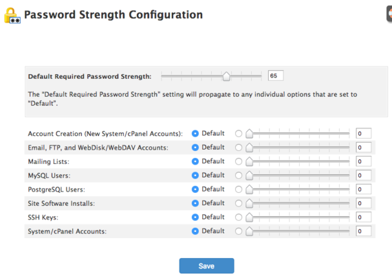 password strength configuration