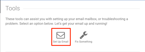 email setup link highlighted