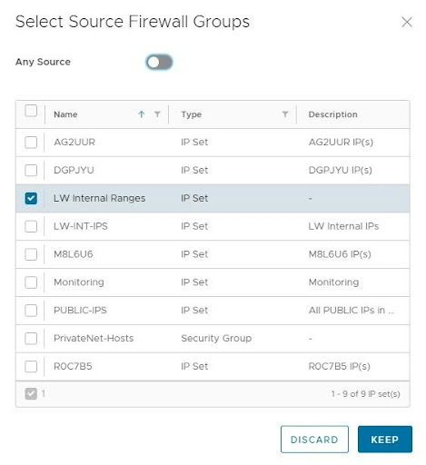 firewall group example screen