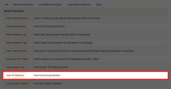 View lfd Statistics button
