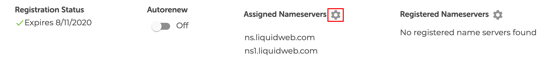 nameserver edit icon highlighted