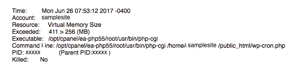 excessive resource email notification