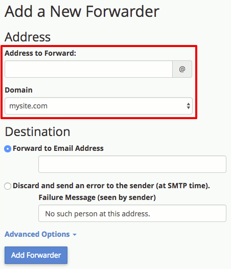 choosing your forwarded email address