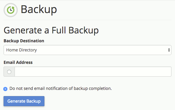 generate your backup