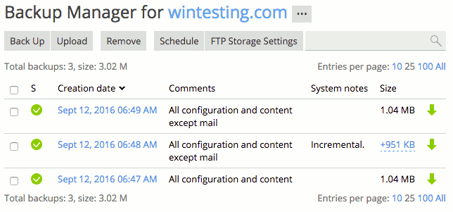 gif showing backups selected to delete