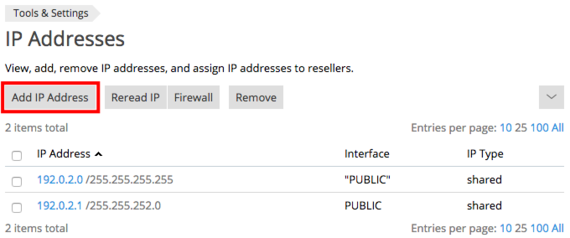 add ip address button highlighted