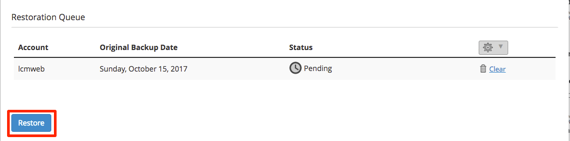 restore button highlighted