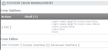 cron management screen in siteworx