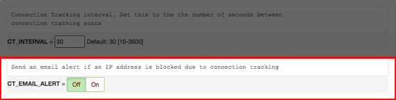 ct email alert set to off
