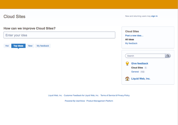 cloud sites feedback home page