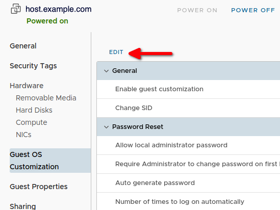 edit link highlighted