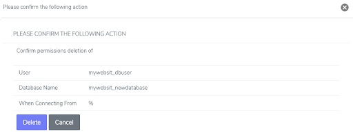 delete database permissions confirmation
