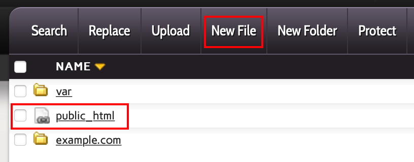 new file link highlighted