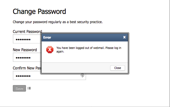 logged out of webmail message