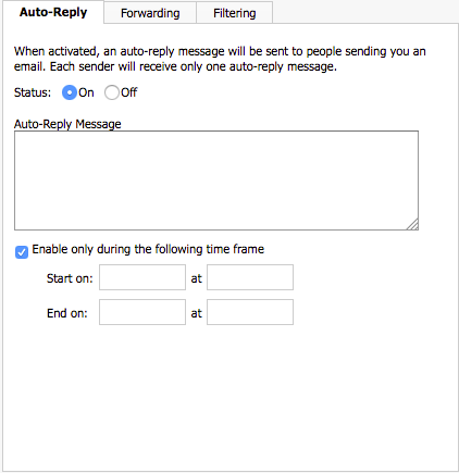 auto-reply tab for email settings