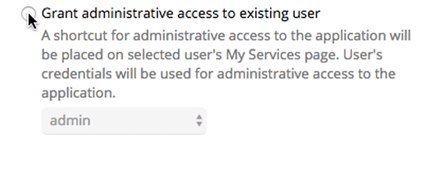 grant administrative access to existing user selected